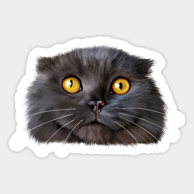 Funny Scottish Fold Face, Cat Lover Sticker by logiamerch
